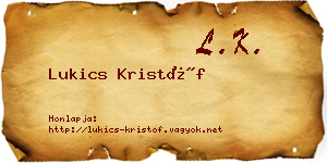 Lukics Kristóf névjegykártya